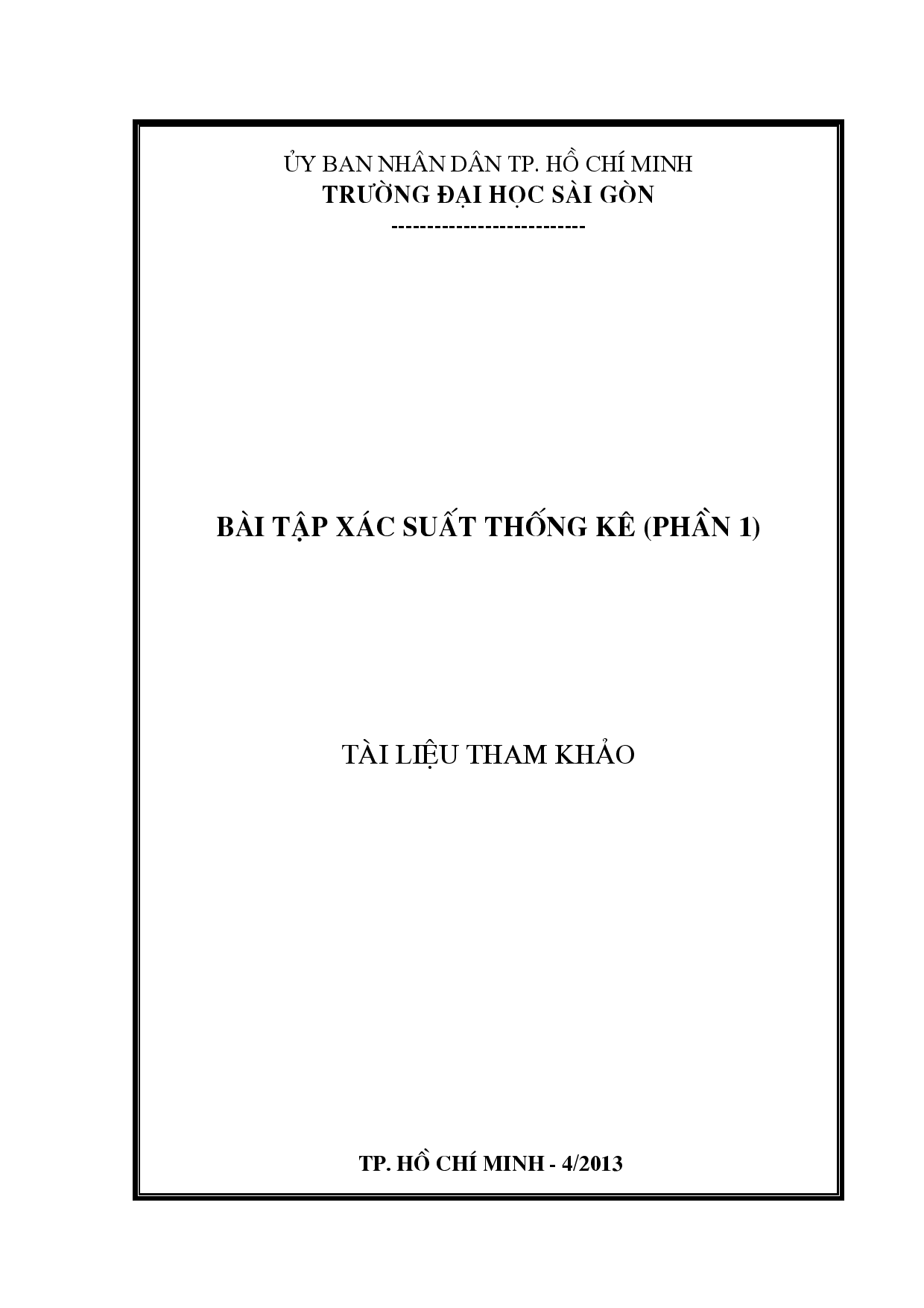 Bài tập xác suất thống kê P. 1 