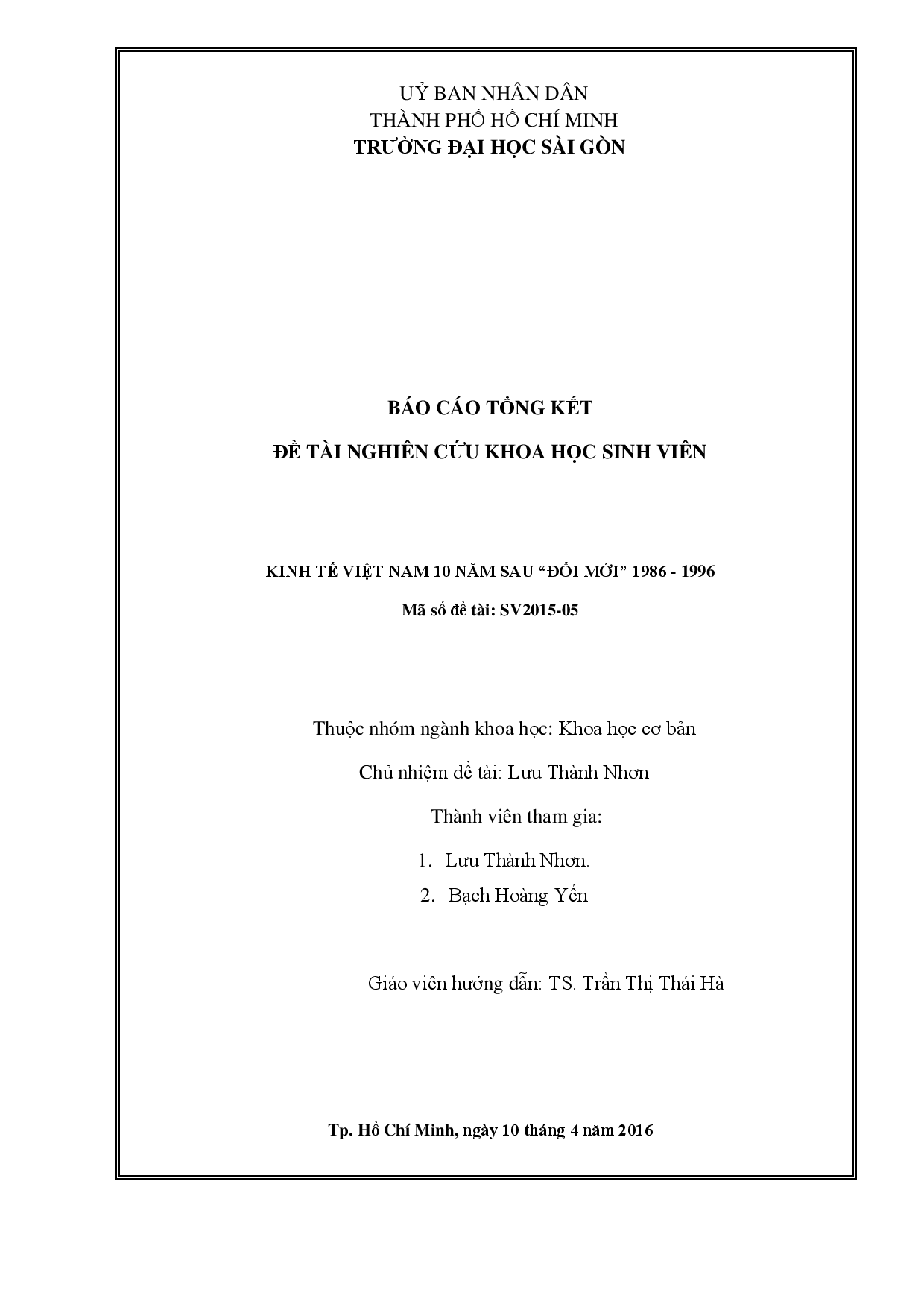 Kinh tế Việt Nam 10 năm sau "đổi mới" 1986-1996  