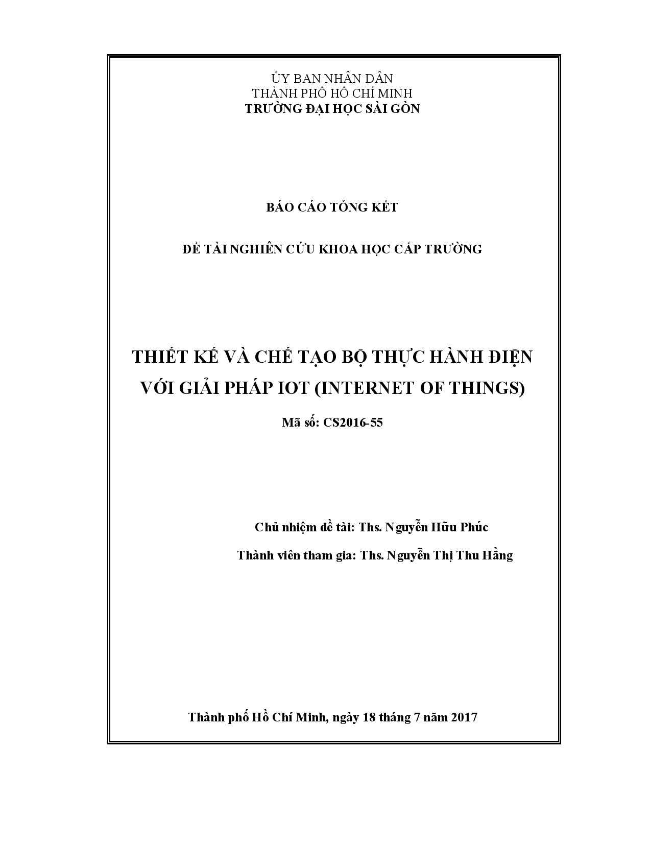 Thiết kế và chế tạo bộ thực hành điện với giải pháp IOT (Internet of things)  