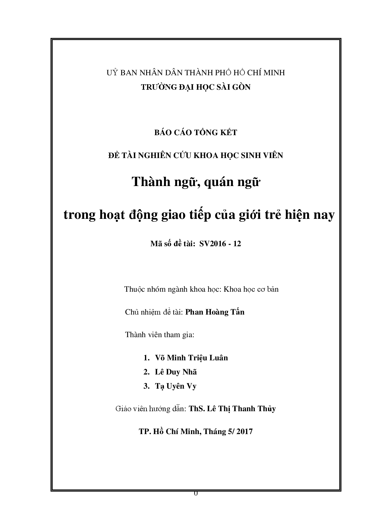 Thành ngữ, quán ngữ trong hoạt động giao tiếp của giới trẻ hiện nay  