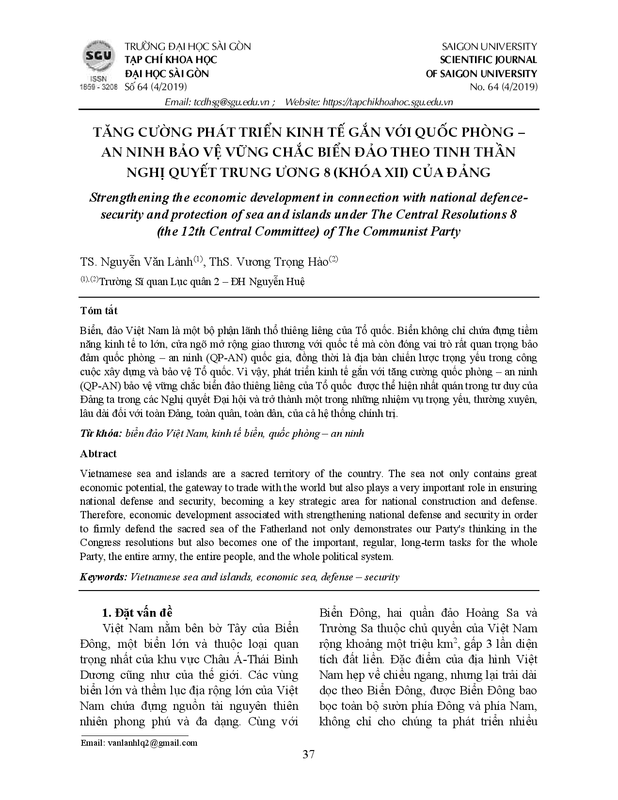 Tăng cường phát triển kinh tế gắn với quốc phòng - an ninh bảo vệ vững chắc biển đảo theo tinh thần nghị quyết trung ương 8 (khóa XII) của Đảng  