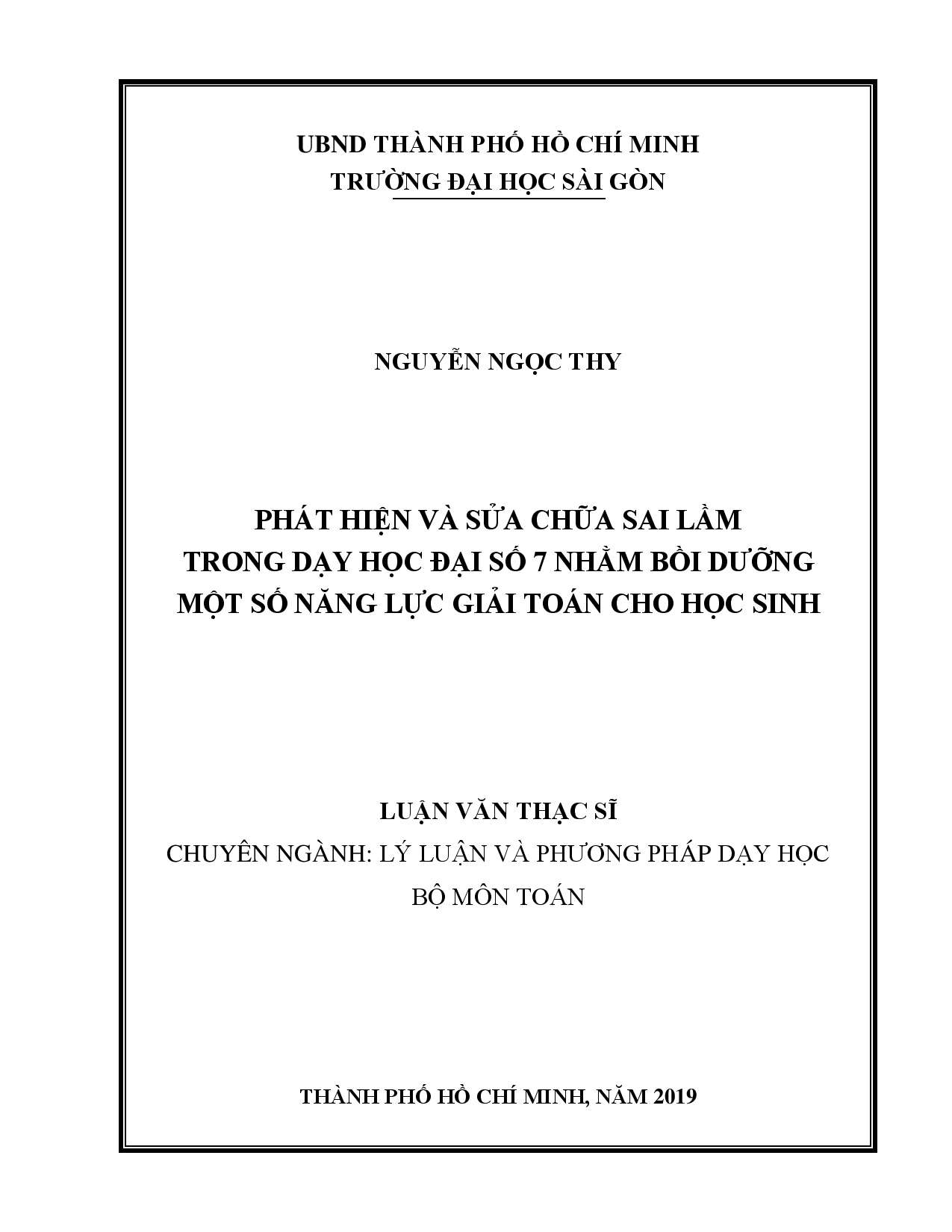 Phát hiện và sửa chữa sai lầm trong dạy học đại số 7 nhằm bồi dưỡng một số năng lực giải toán cho học sinh  