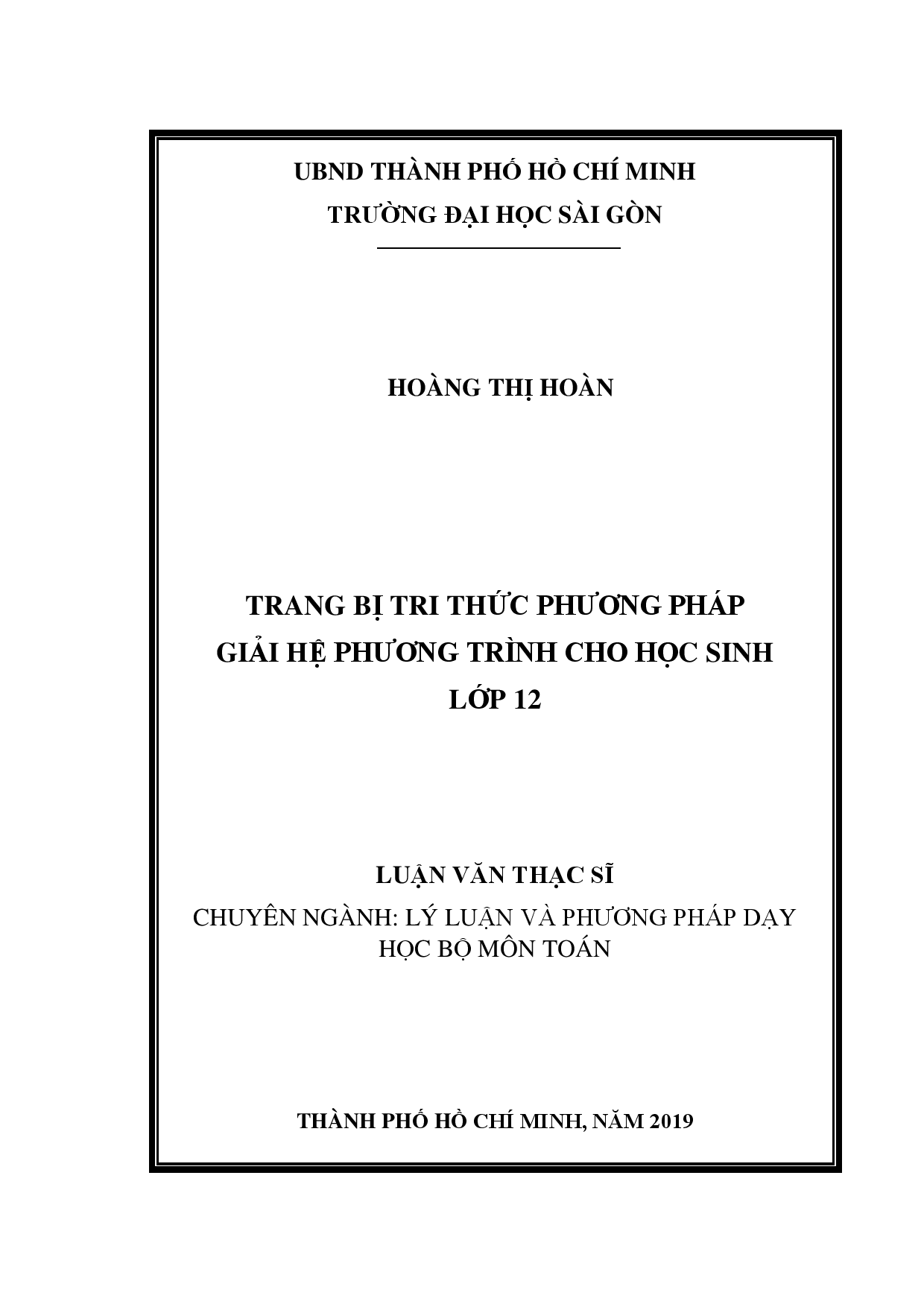 Trang bị tri thức phương pháp giải hệ phương trình cho học sinh lớp 12  