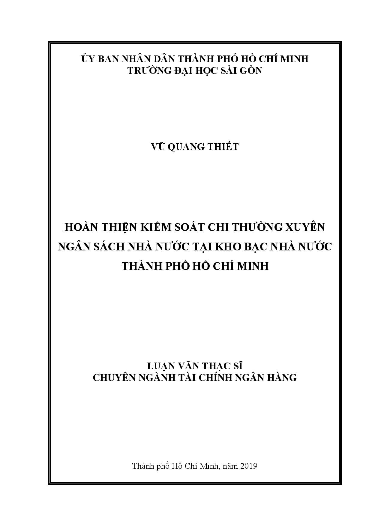 Hoàn thiện kiểm soát chi thường xuyên ngân sách nhà nước tại kho bạc nhà nước thành phố Hồ Chí Minh  