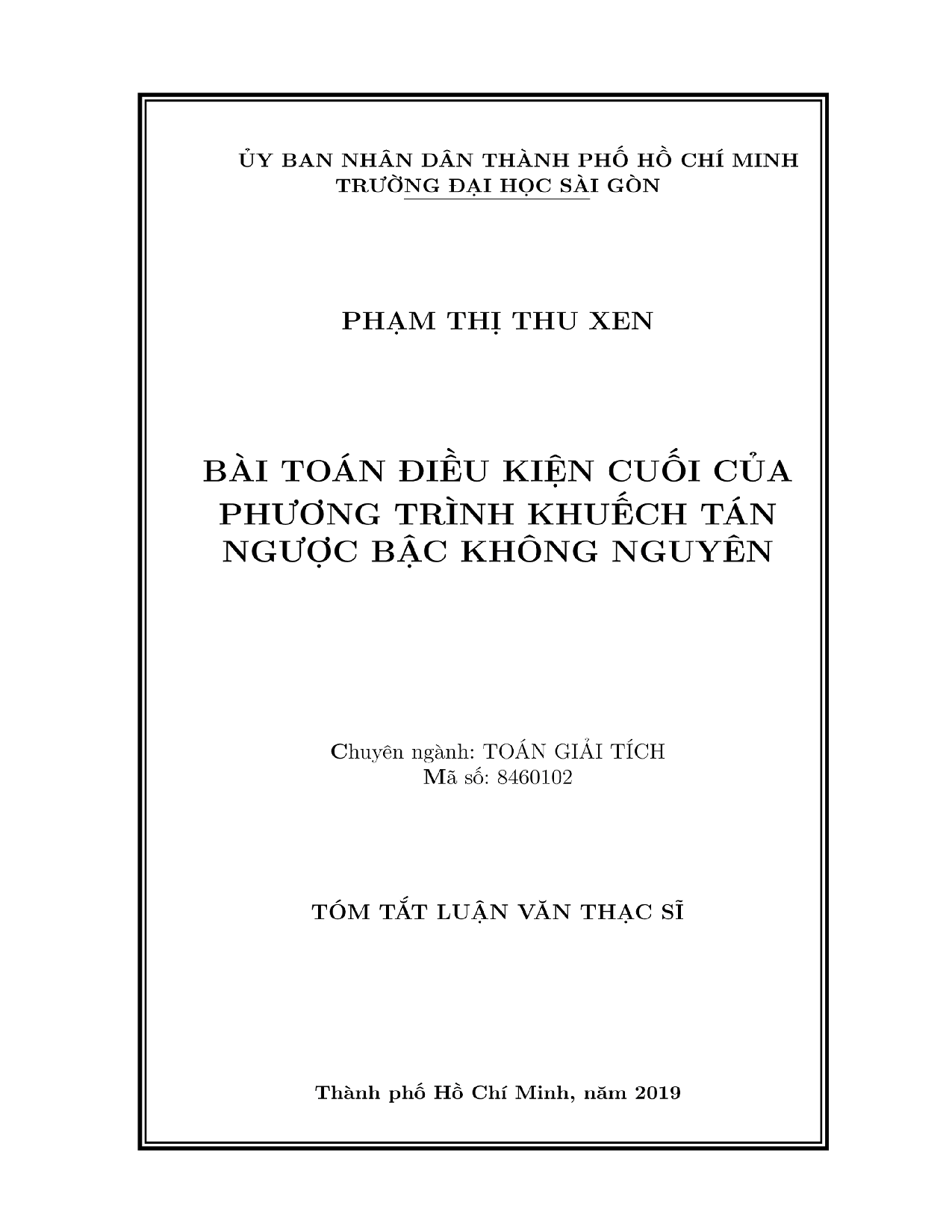 Bài toán điều kiện cuối của phương trình khuếch tán ngược bậc không nguyên  