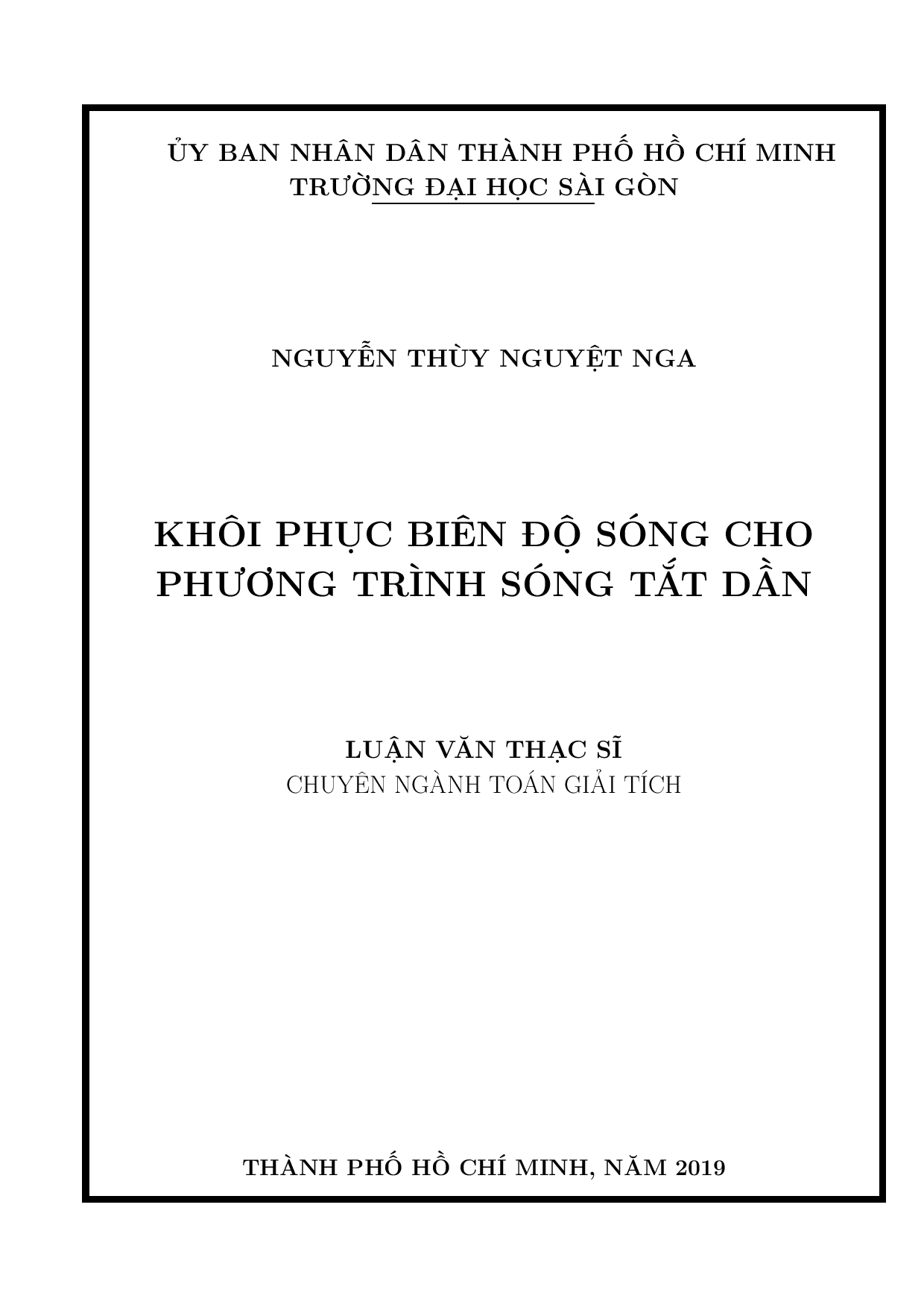 Khôi phục biên độ sóng cho phương trình sóng tắt dần  