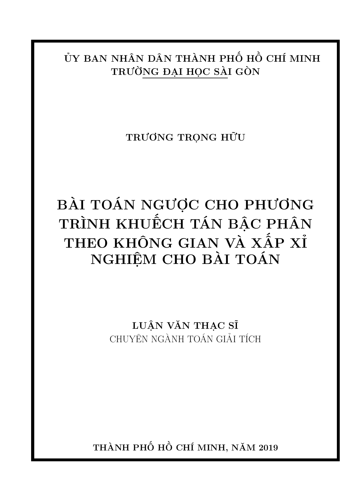 Bài toán ngược cho phương trình khuếch tán bậc phân theo không gian và xấp xỉ nghiệm cho bài toán  