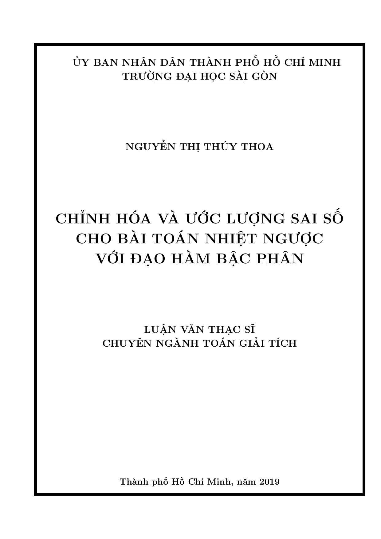 Chỉnh hóa và ước lượng sai số cho bài toán nhiệt ngược với đạo hàm bậc phân  