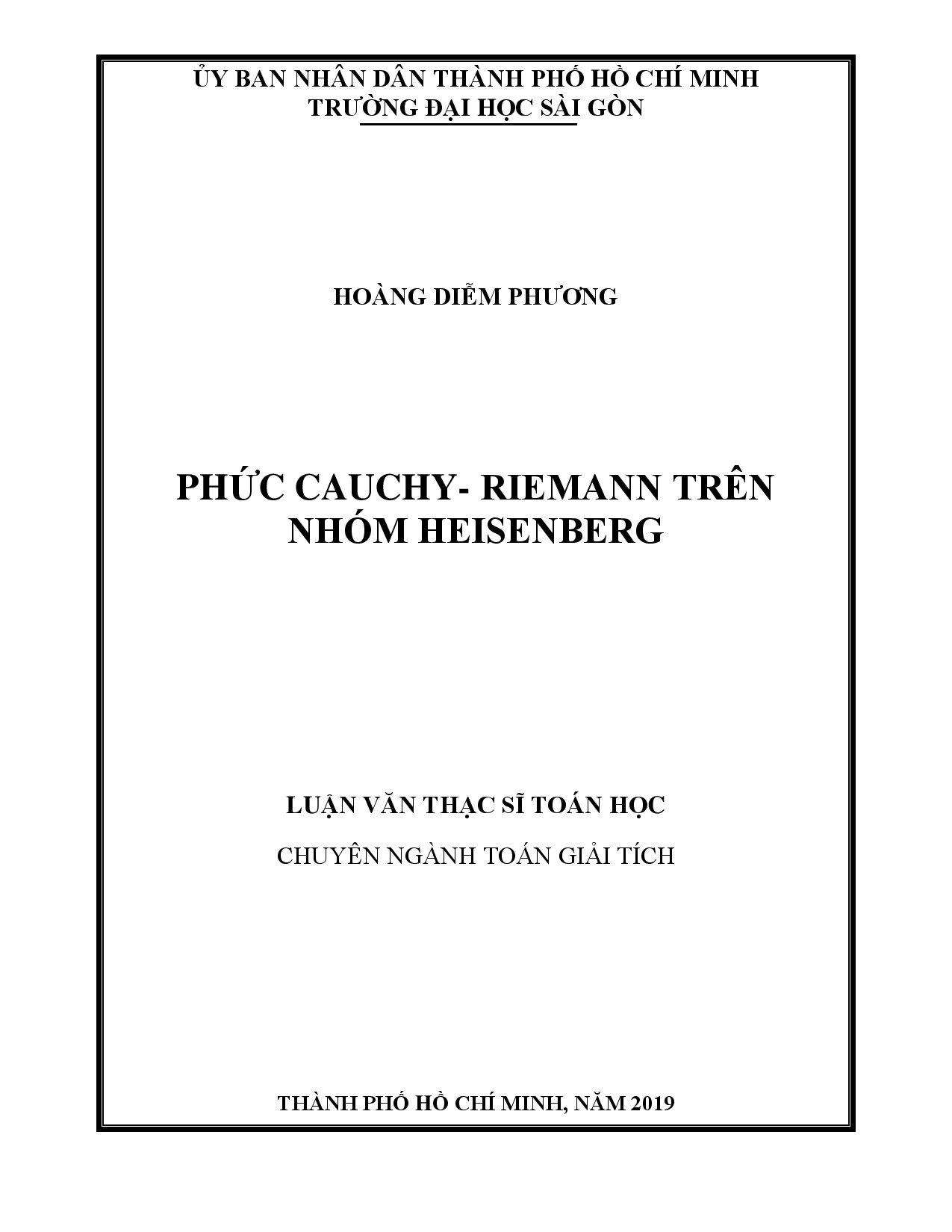 Phức cauchy - riemann trên nhóm heisenberg  