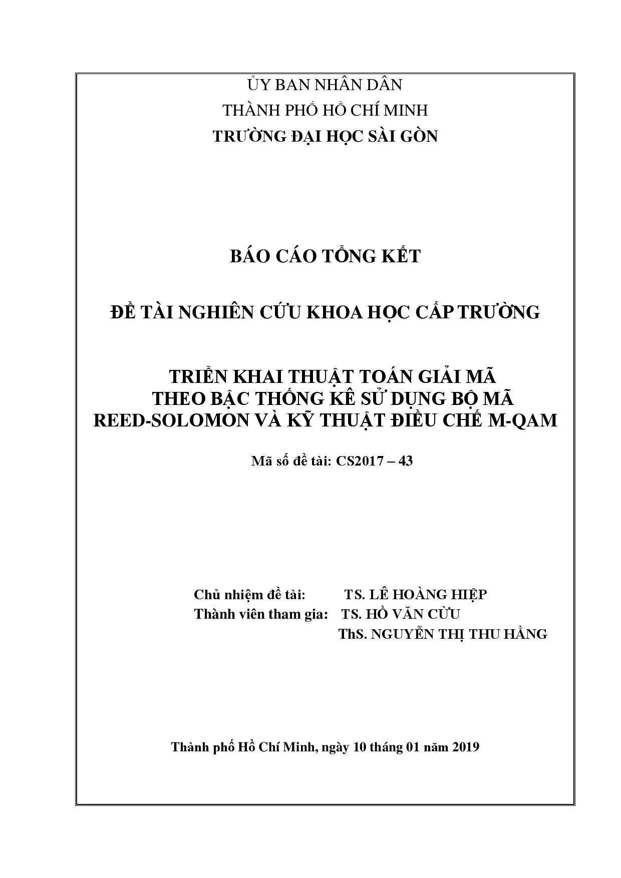 Triển khai thuật toán giải mã theo bậc thống kê sử dụng bộ mã Reed-Solomon và kỹ thuật điều chế M-QAM  