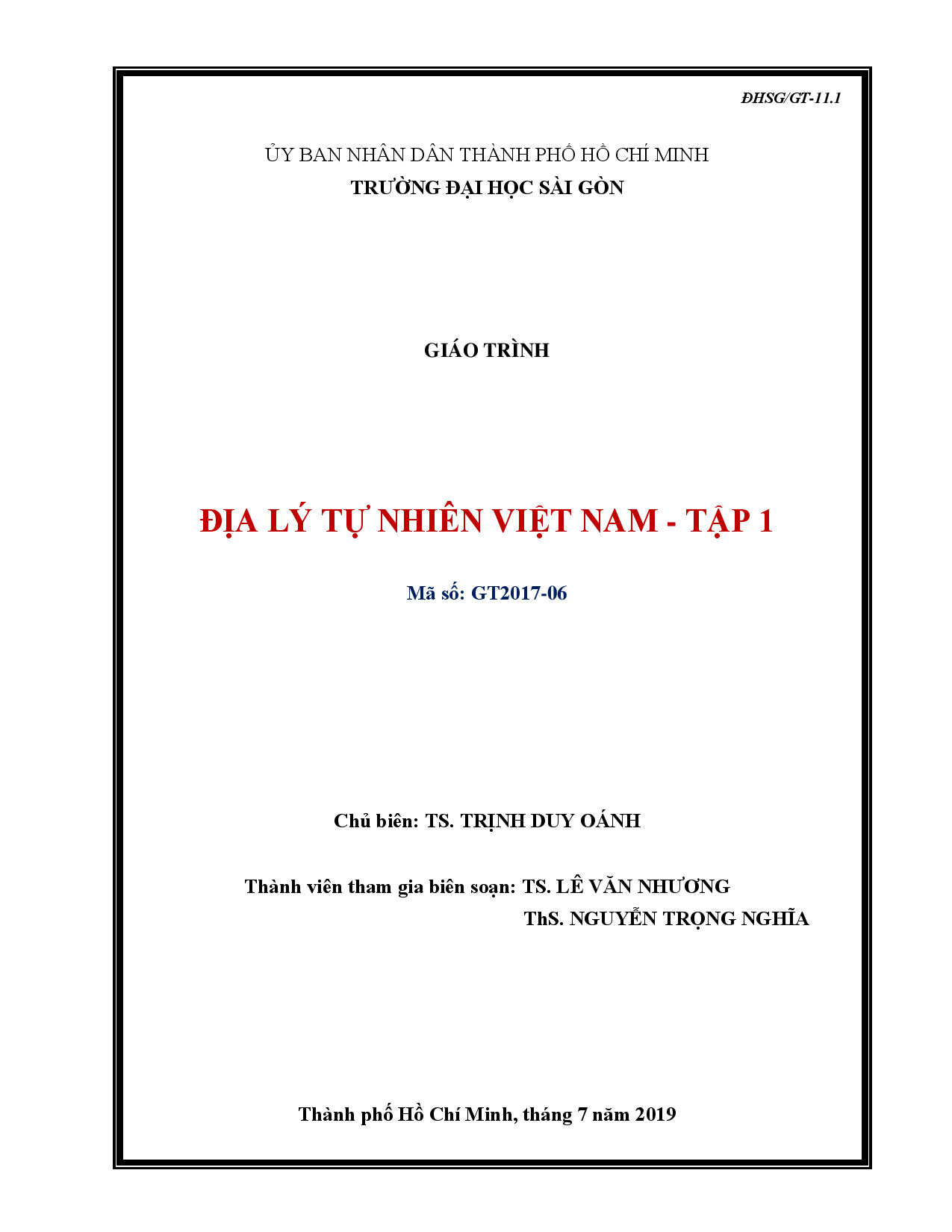 Địa lý tự nhiên Việt Nam - Tập 1  