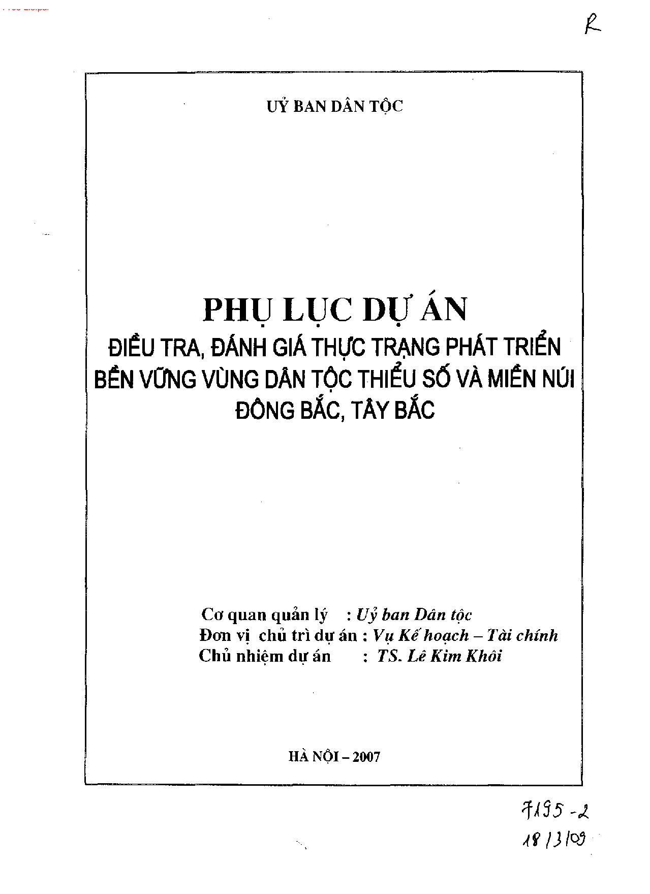 Điều tra, đánh giá thực trạng phát triển bền vững vùng dân tộc thiểu số và miền núi Đông Bắc, Tây Bắc  