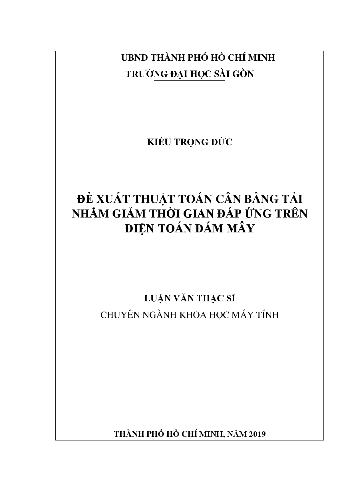 Đề xuất thuật toán cân bằng tải nhằm giảm thời gian đáp ứng trên điện toán đám mây  