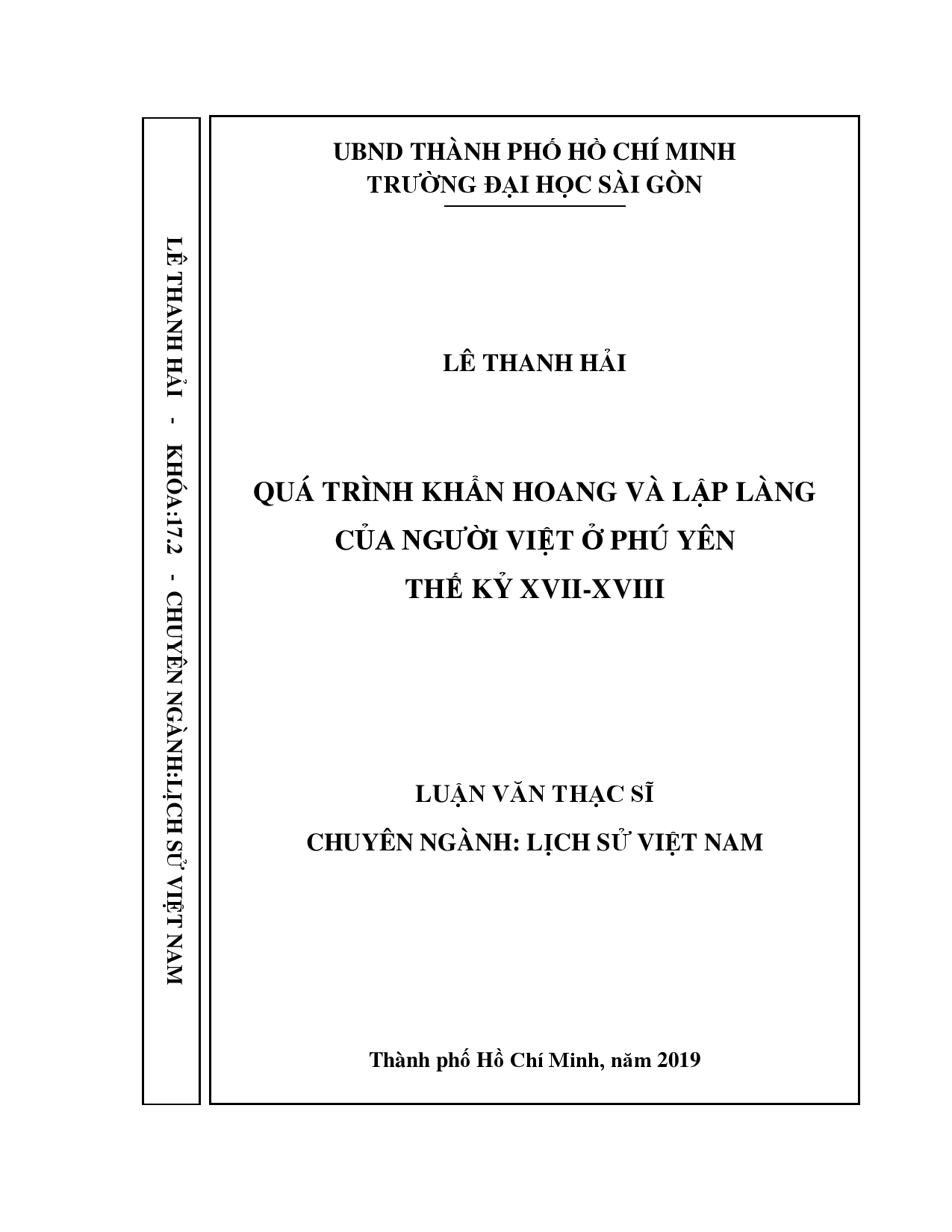 Quá trình khẩn hoang và lập làng của người Việt ở Phú Yên thế kỷ XVII - XVIII  