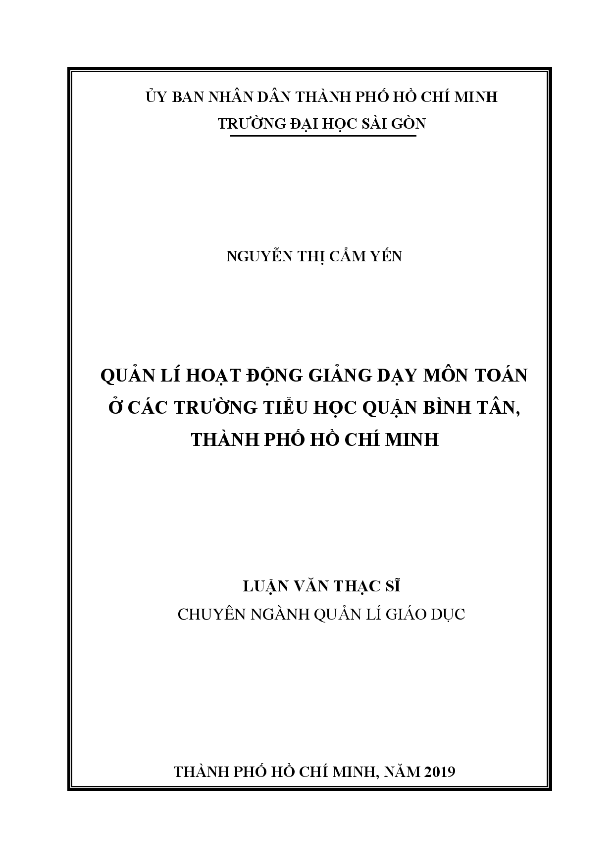 Quản lí hoạt động giảng dạy môn toán ở các trường tiểu học quận Bình Tân, Thành phố Hồ Chí Minh  