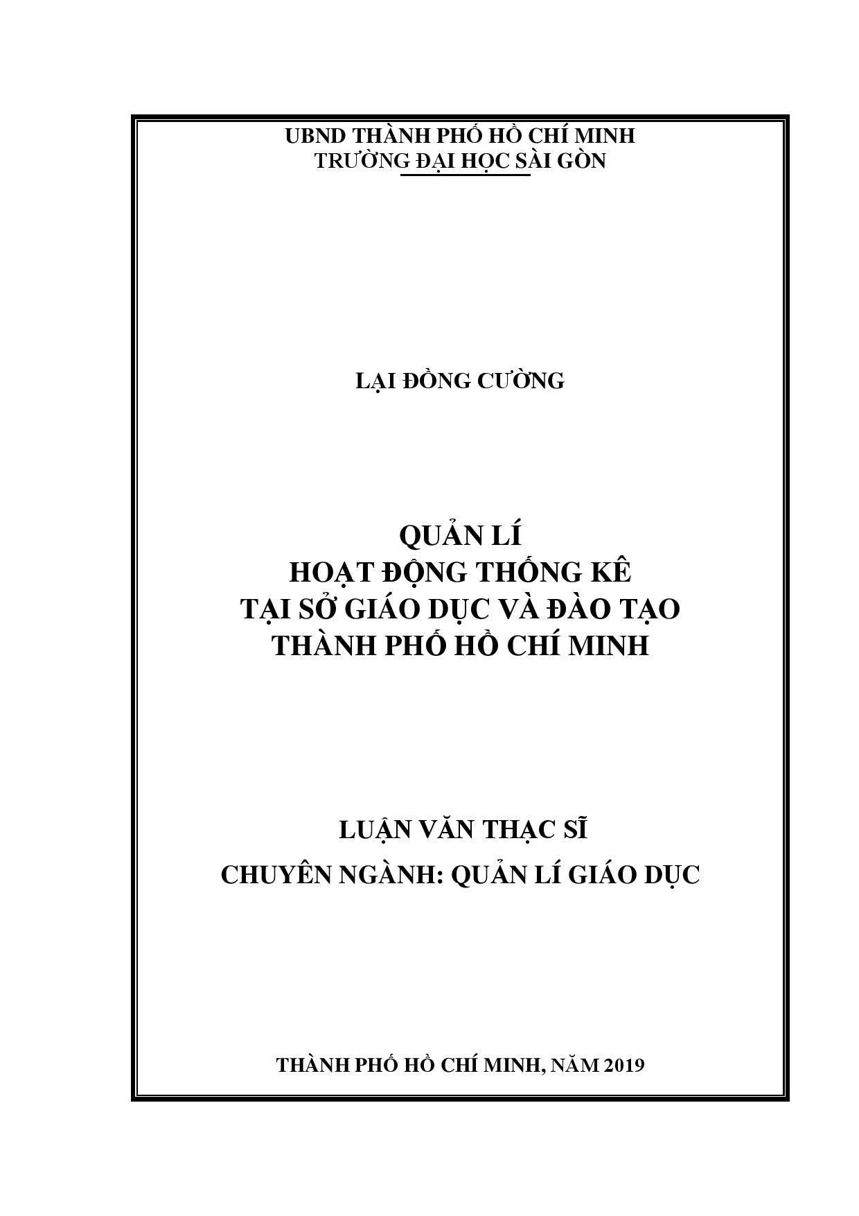 Quản lí hoạt động thống kê tại sở giáo dục và đào tạo thành phố Hồ Chí Minh  