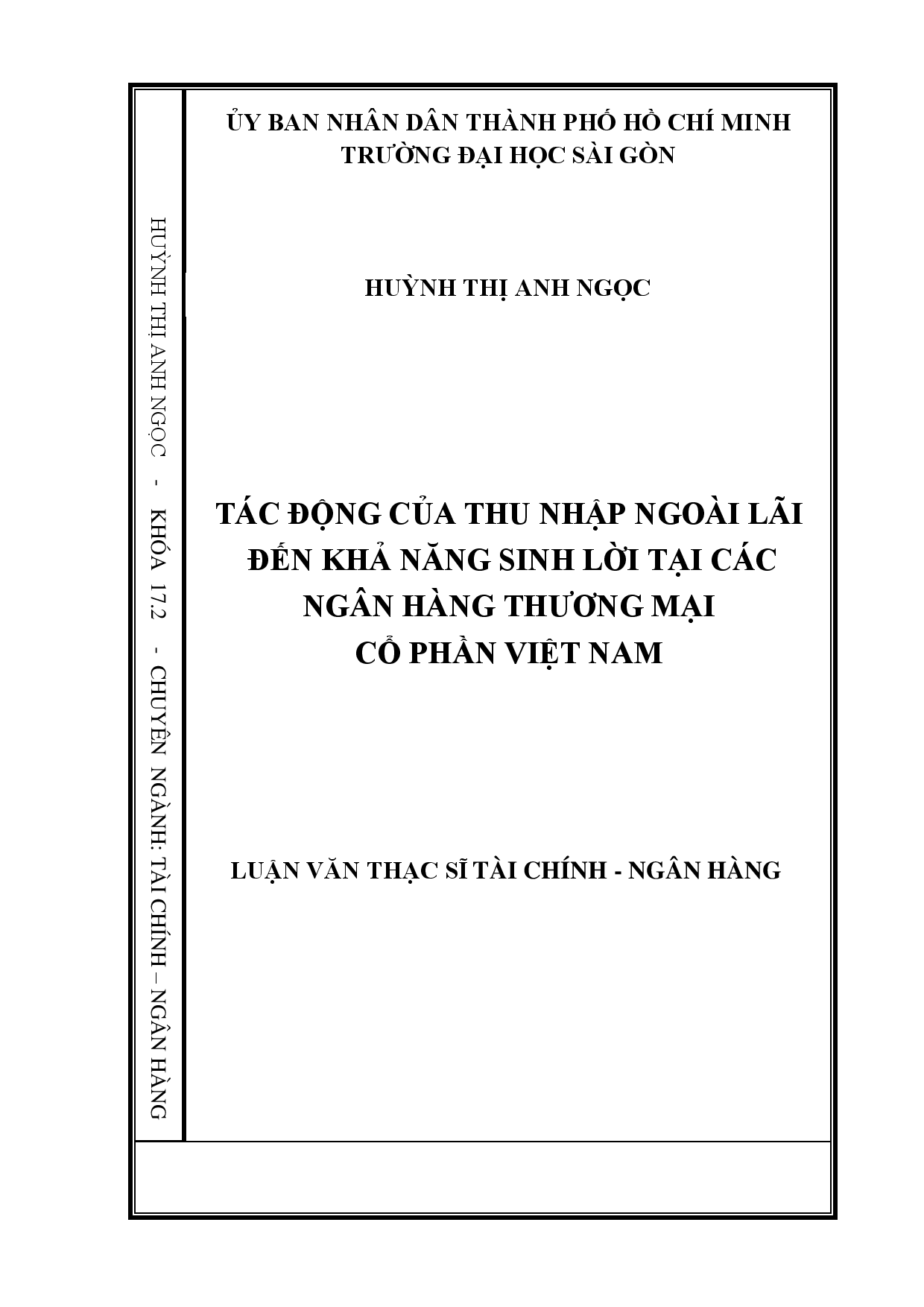 Tác động của thu nhập ngoài lãi đến khả năng sinh lời tại ngân hàng Thương mại cổ phần Việt Nam  