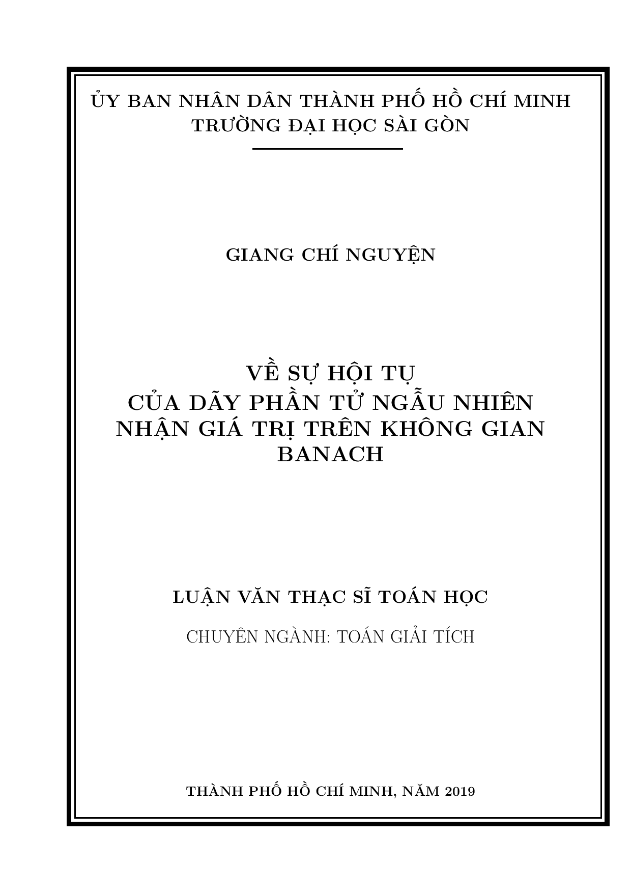 Về sự hội tụ của dãy phần tử ngẫu nhiên nhận giá trị trên không gian banach  