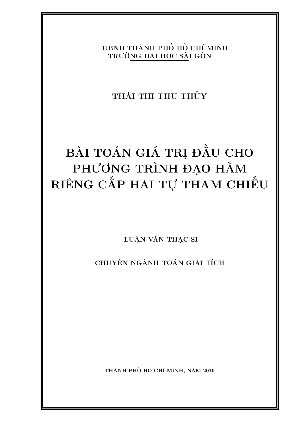 Bài toán giá trị đầu cho phương trình đạo hàm riêng cấp hai tự tham chiếu  