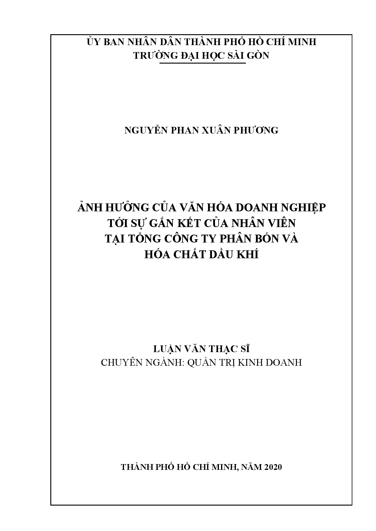 Ảnh hưởng của văn hóa doanh nghiệp tới sự gắn kết của nhân viên tại tổng công ty phân bón và hóa chất dầu khí  