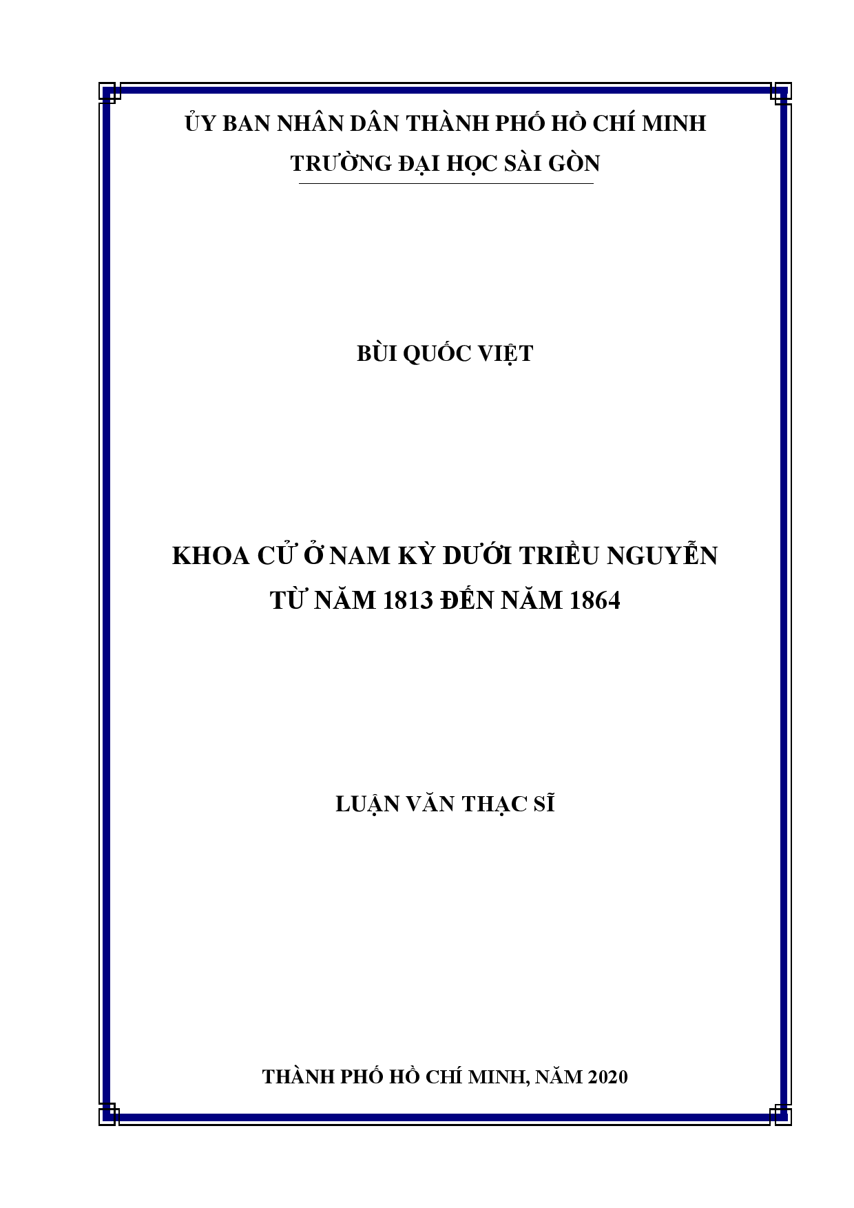 Khoa cử ở Nam Kỳ dưới triều Nguyễn từ năm 1813 đến năm 1864  