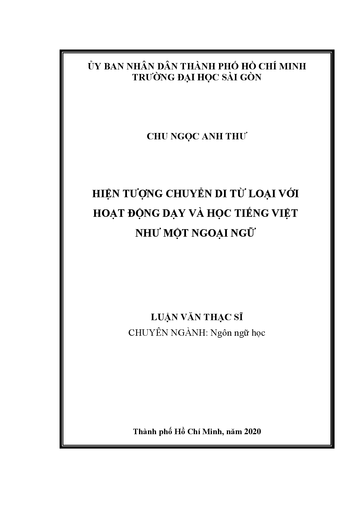 Hiện tượng chuyển di từ loại với hoạt động dạy và học tiếng Việt như một ngoại ngữ  