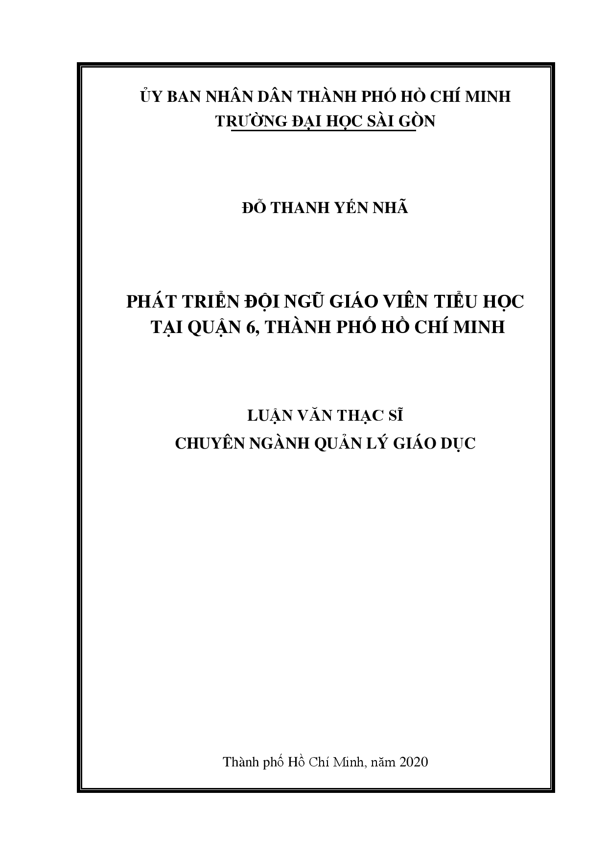 Phát triển đội ngũ giáo viên tiểu học tại quận 6, Thành phố Hồ Chí Minh  