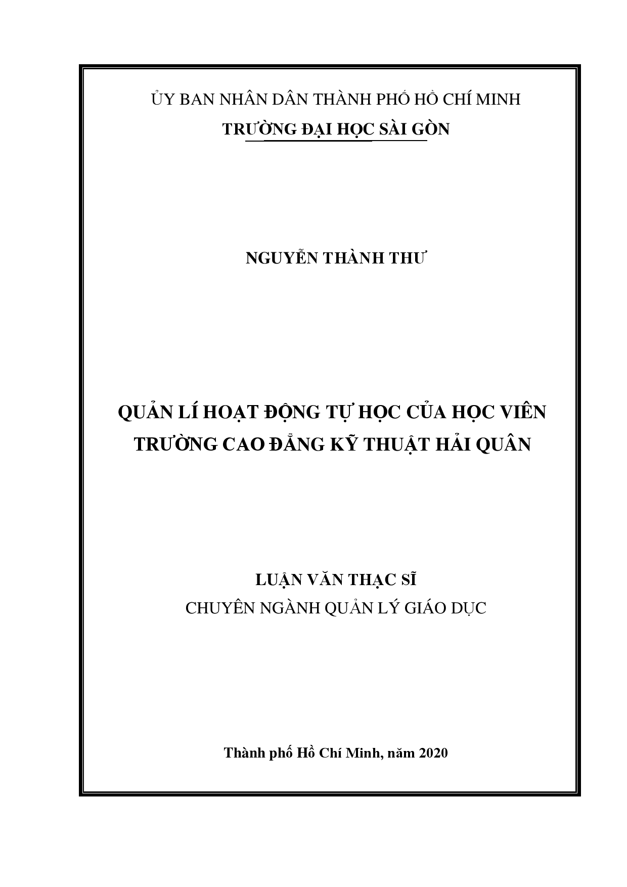 Quản lí hoạt động tự học của học viên trường Cao đẳng kỹ thuật hải quân  