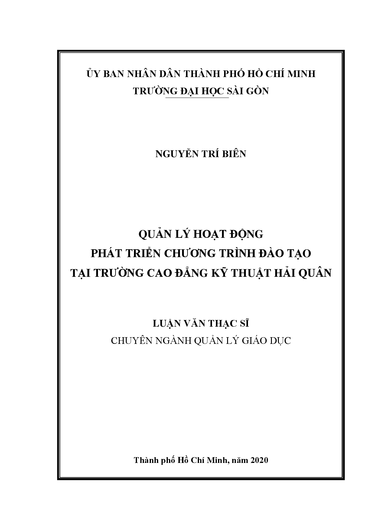 Quản lý hoạt động phát triển chương trình đào tạo tại trường Cao đẳng kỹ thuật Hải quân  