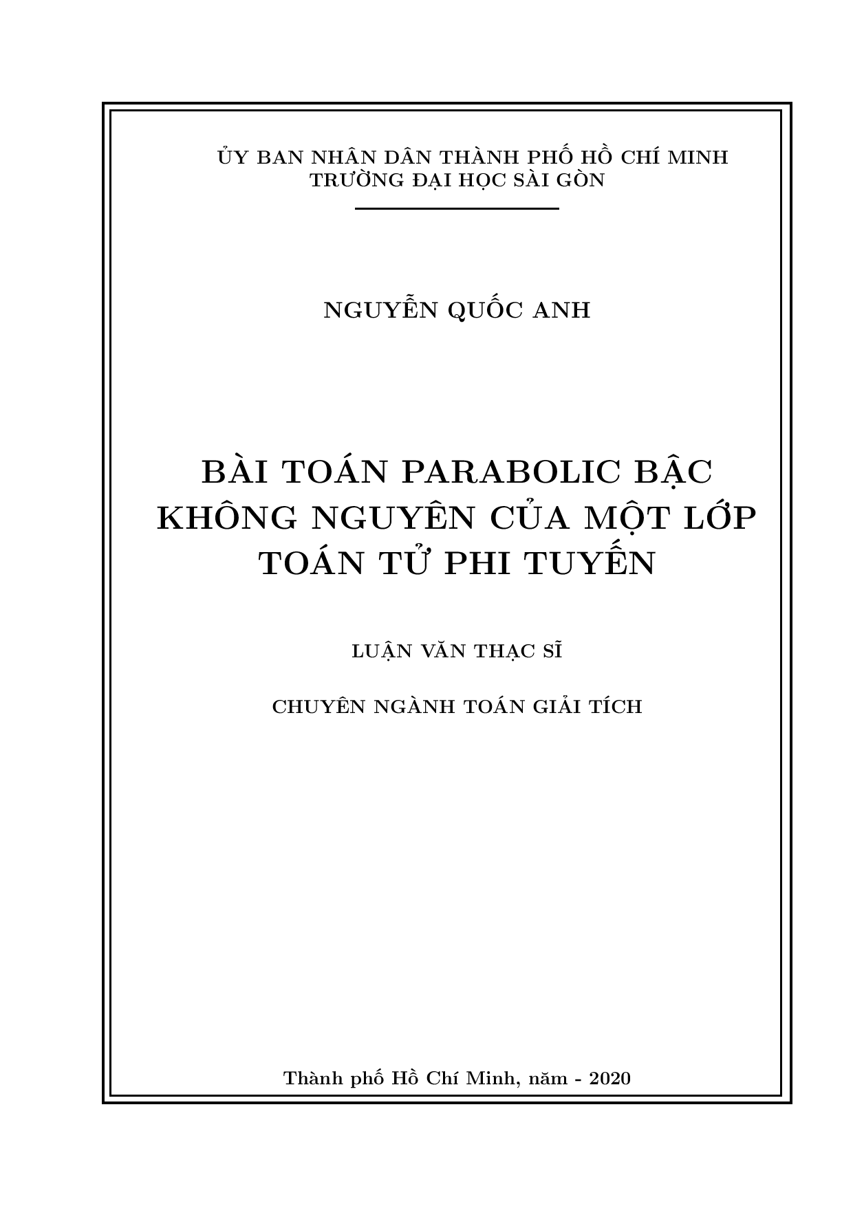 Bài toán Parabolic bậc không nguyên của một lớp toán tử phi tuyến  