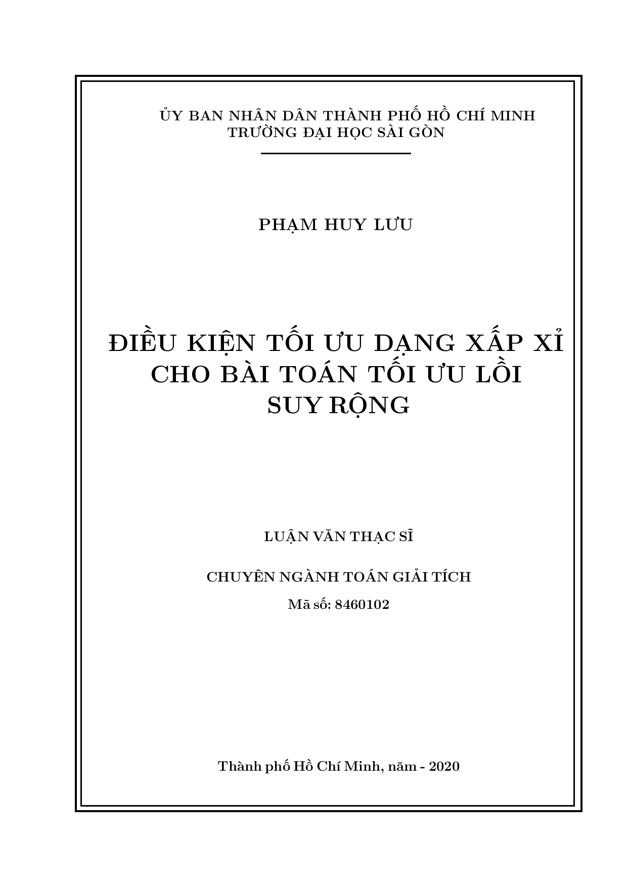 Điều kiện tối ưu dạng xấp xỉ cho bài toán tối ưu lồi suy rộng  