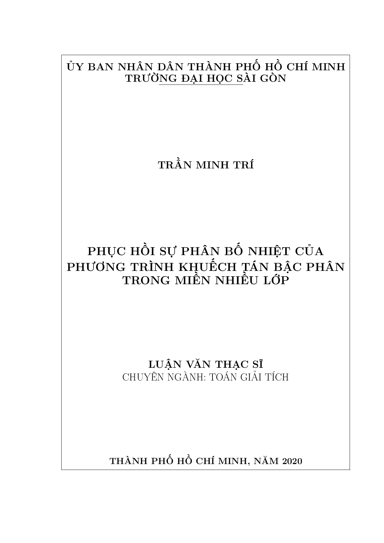 Phục hồi sự phân bố nhiệt của phương trình khuếch tán bậc phân trong miền nhiều lớp  