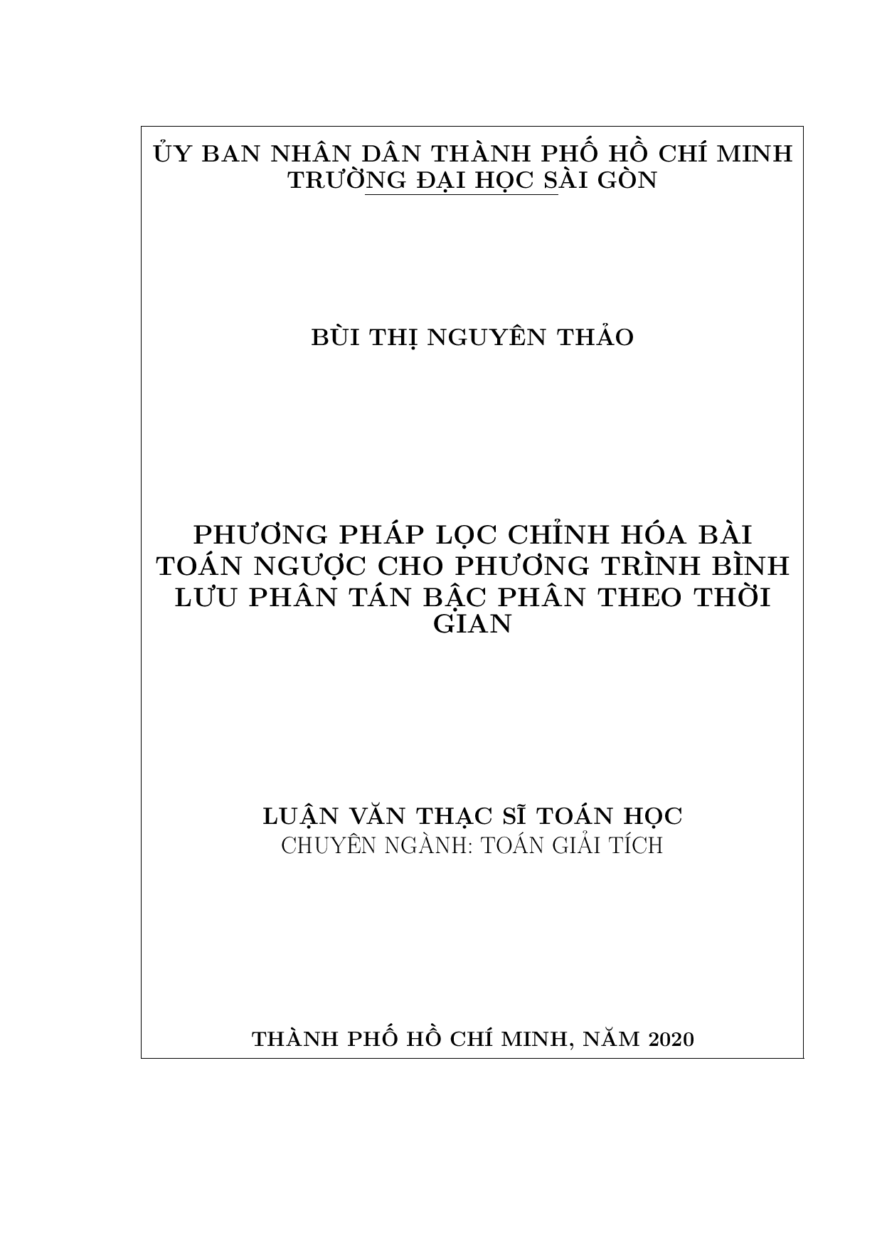 Phương pháp lọc chỉnh hóa bài toán ngược cho phương trình bình lưu phân tán bậc phân theo thời gian  