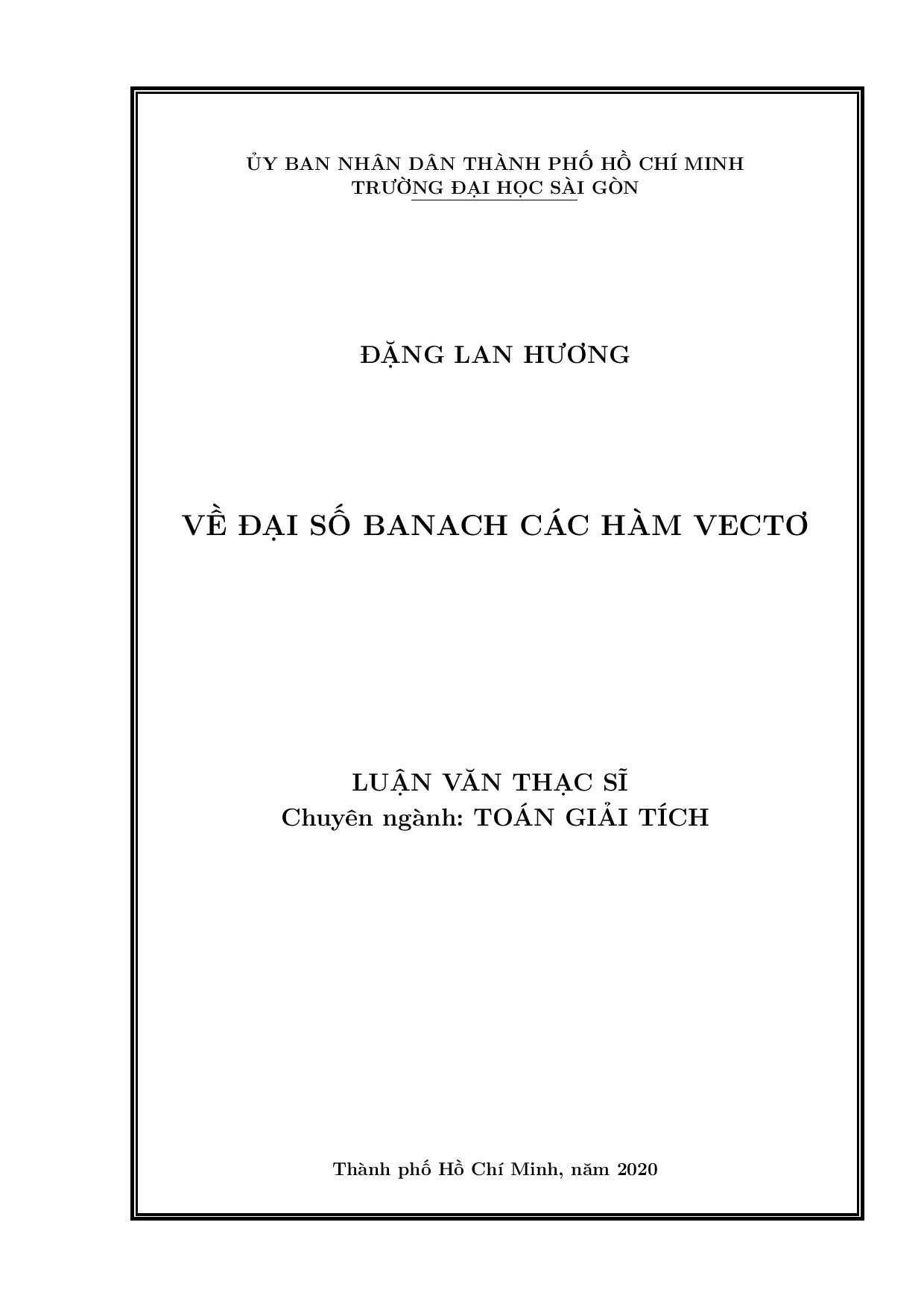 Về đại số Banach các hàm vectơ  