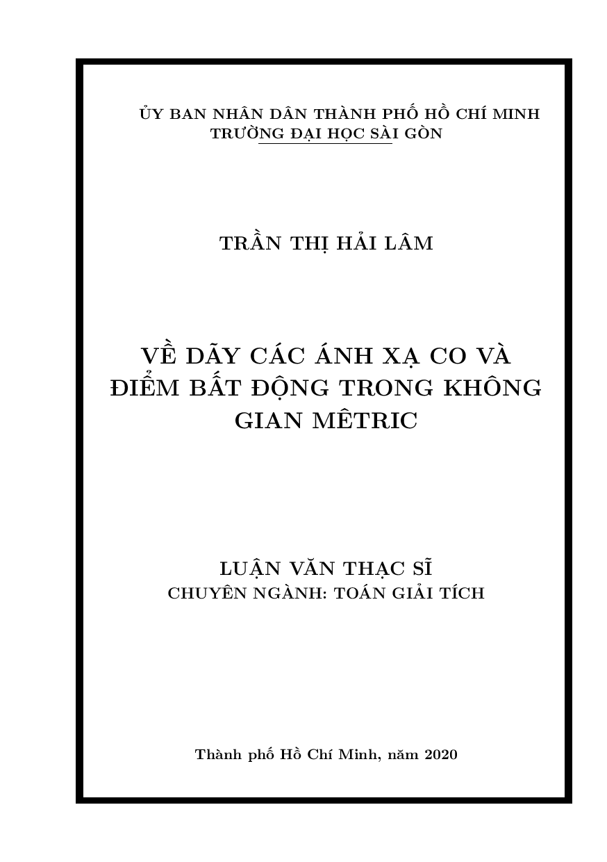 Về dãy các ánh xạ co và điểm bất động trong không gian Mêtric  