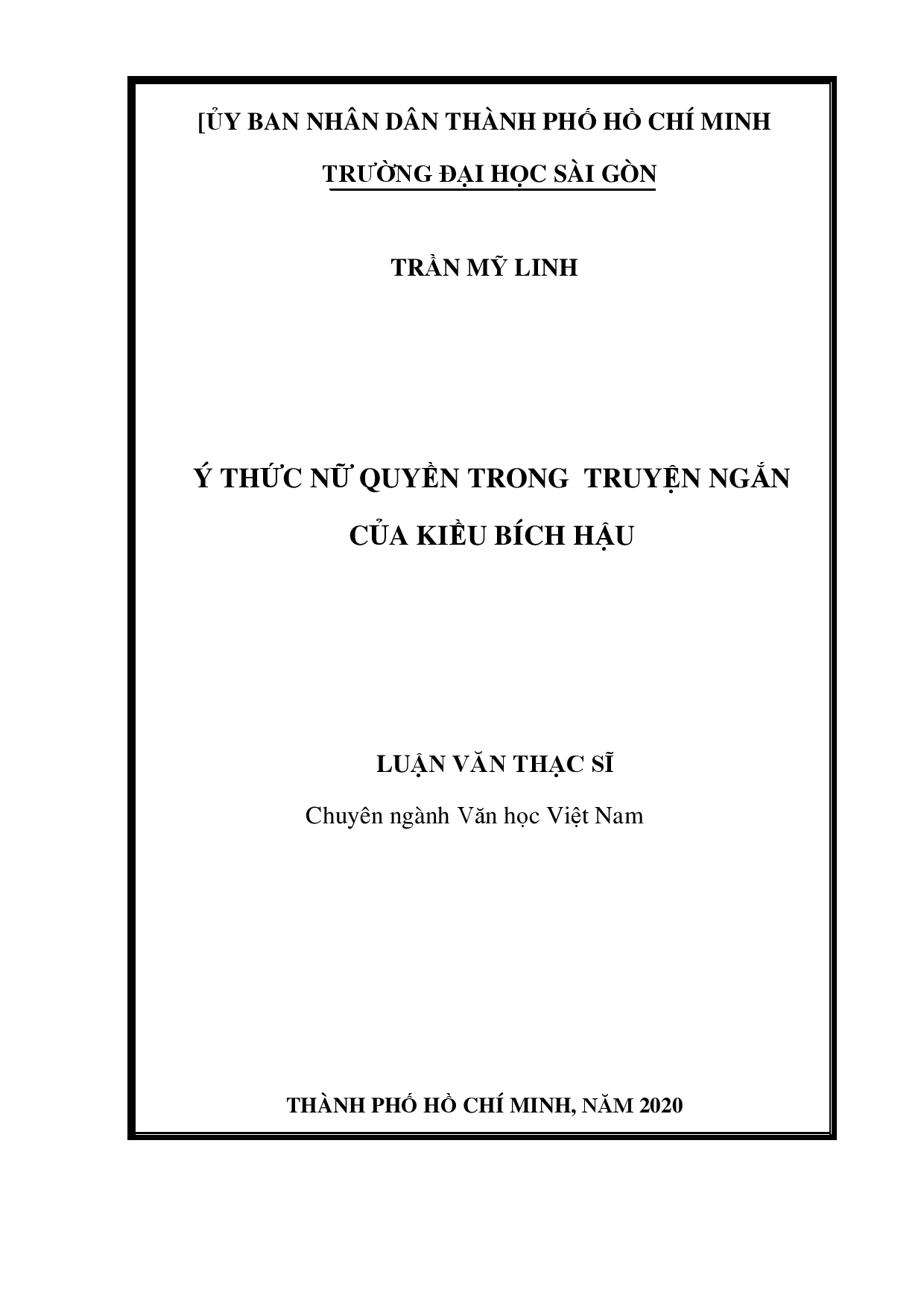 Ý thức nữ quyền trong truyện ngắn của Kiều Bích Hậu  