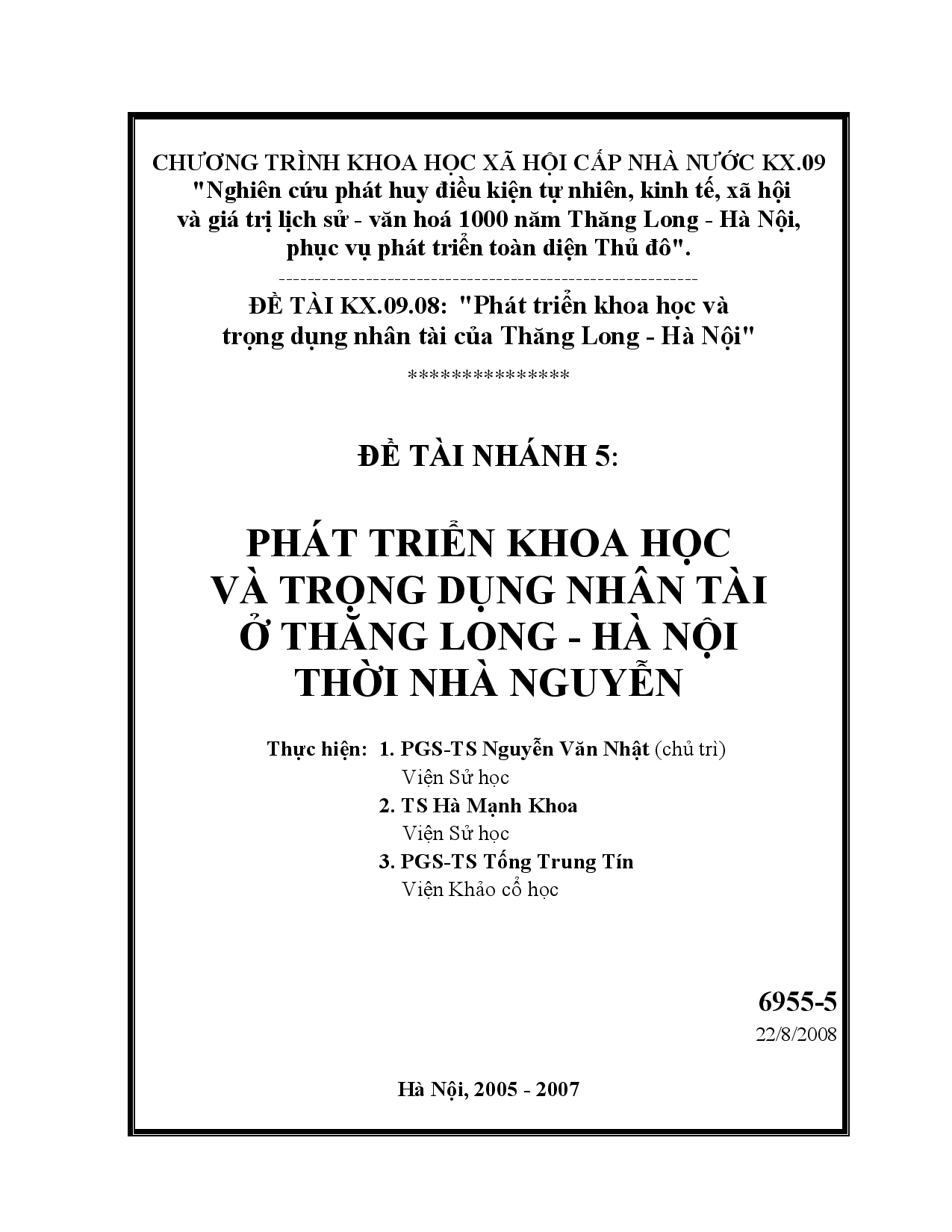 Phát triển khoa học và trọng dụng nhân tài của Thăng Long - Hà Nội  