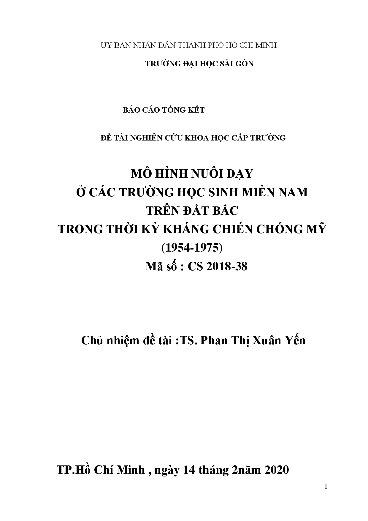 Mô hình nuôi dạy ở các trường học sinh miền Nam trên đất Bắc trong thời kỳ kháng chiến chống Mỹ (1954-1975)  