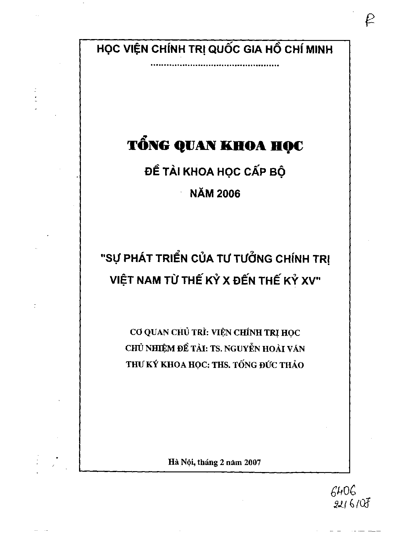 Sự phát triển của tư tưởng chính trị Việt Nam từ thế kỷ X đến thế kỷ XV  