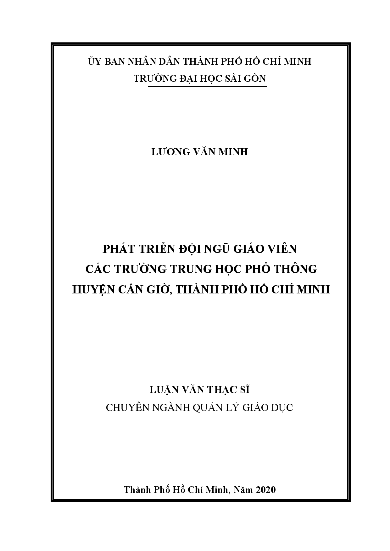 Phát triển đội ngũ giáo viên các trường Trung học phổ thông huyện Cần Giờ, thành phố Hồ Chí Minh  