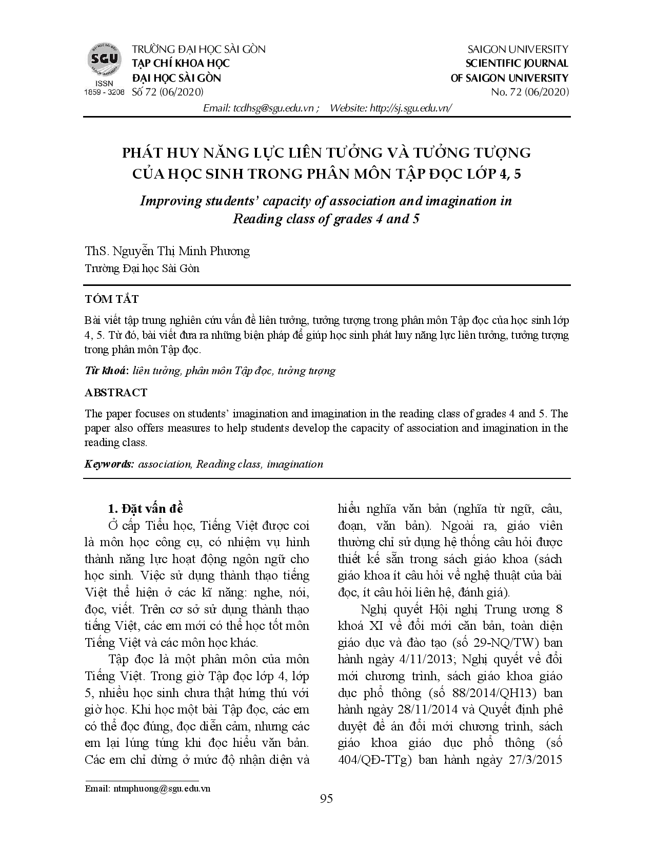 Phát huy năng lực liên tưởng và tưởng tượng của học sinh trong phân môn tập đọc lớp 4, 5  