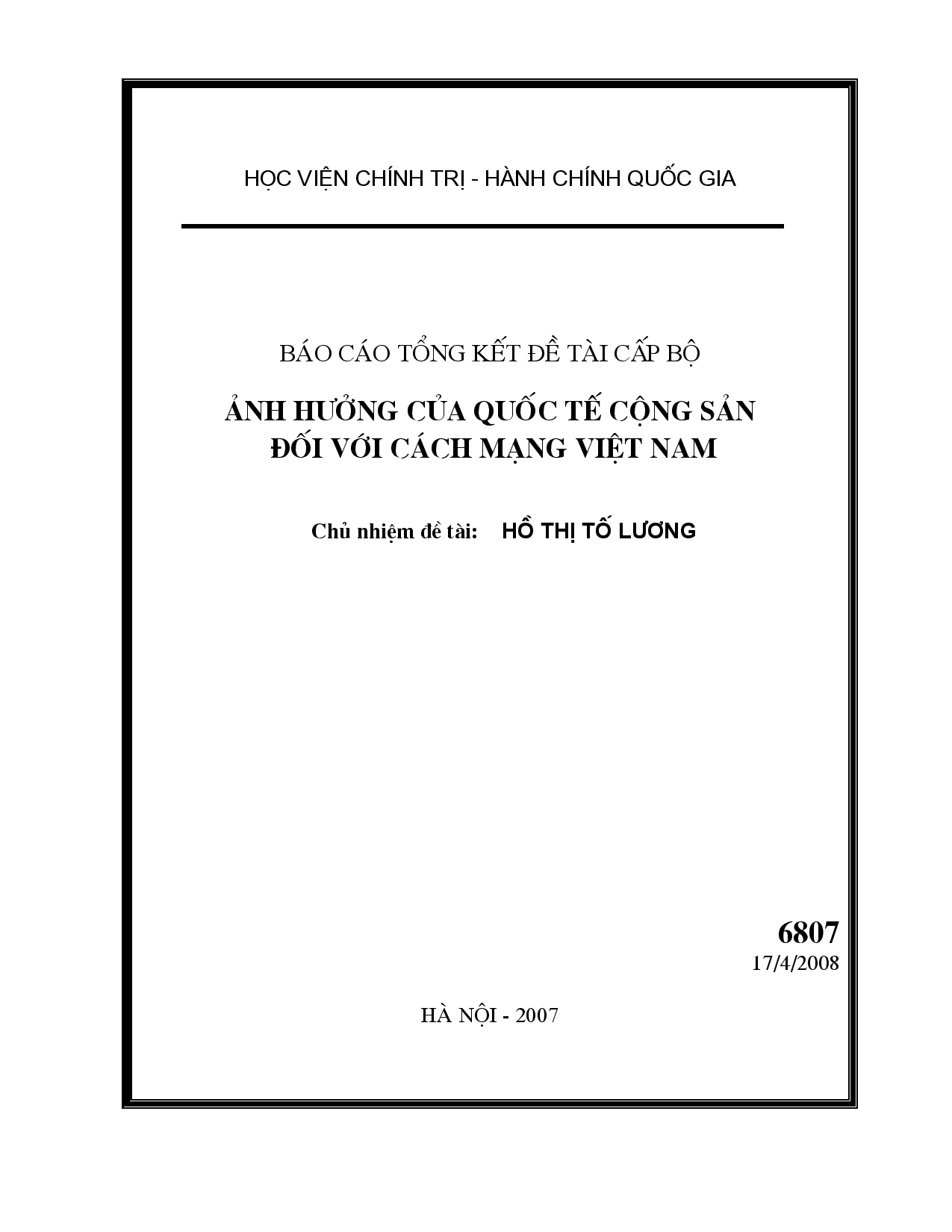 Ảnh hưởng của quốc tế cộng sản đối với cách mạng Việt Nam  