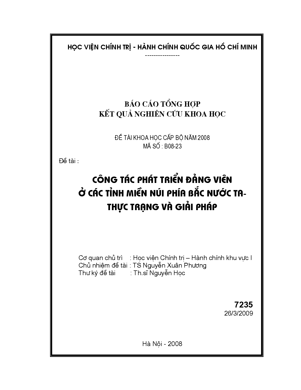 Công tác phát triển Đảng viên ở các tỉnh miền núi phía Bắc nước ta - Thực trạng và giải pháp  