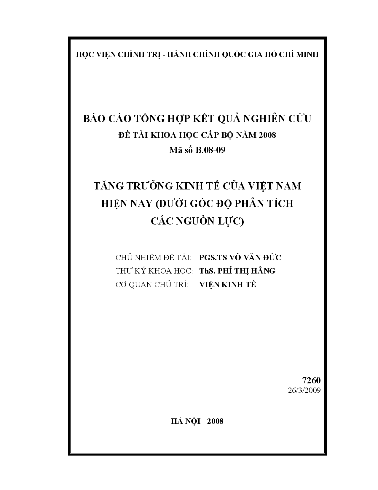 Tăng trưởng kinh tế của Việt Nam hiện nay (dưới góc độ phân tích các nguồn lực)  