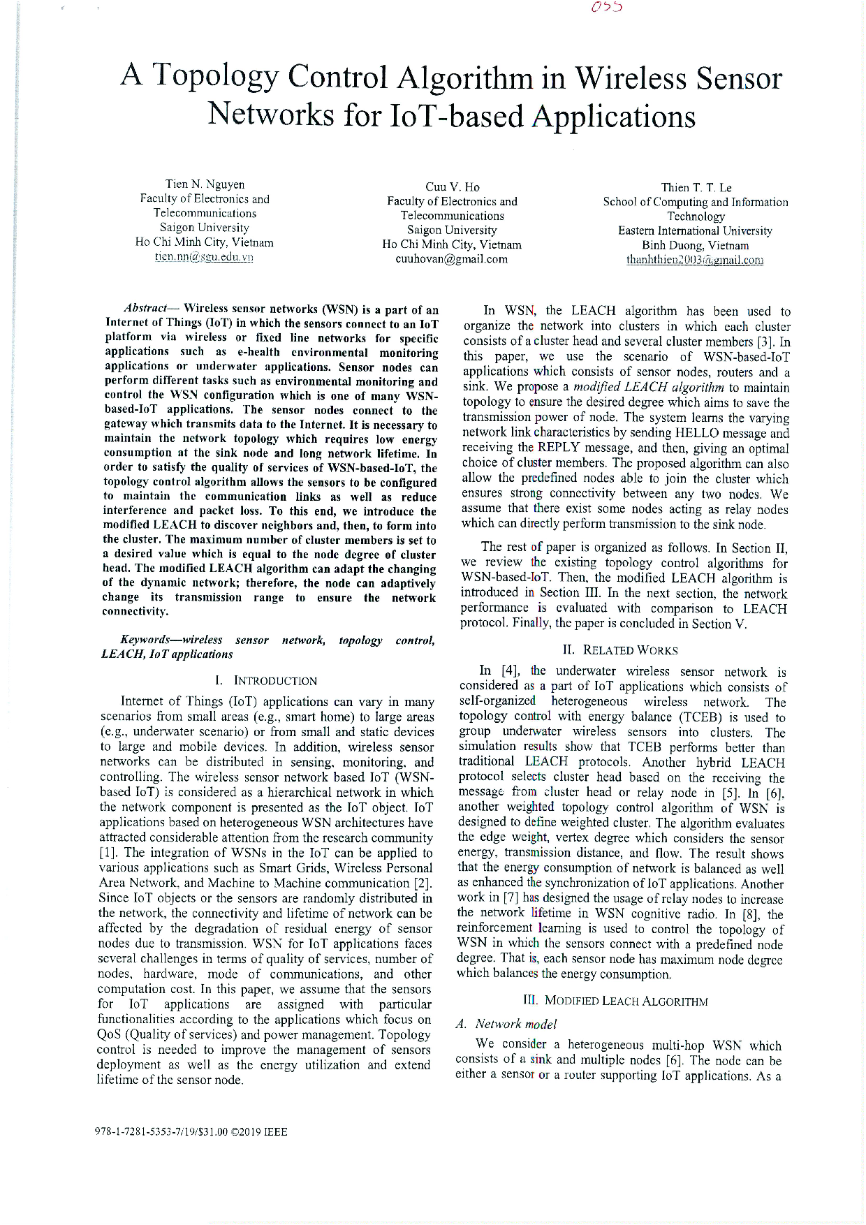 A topology control algorithm in wireless sensor networks for IoT-based applications  