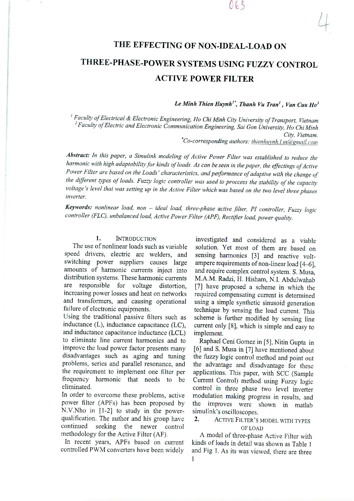 The Effecting of non-ideal-load on three-phase-power systems using fuzzy control active power filter  