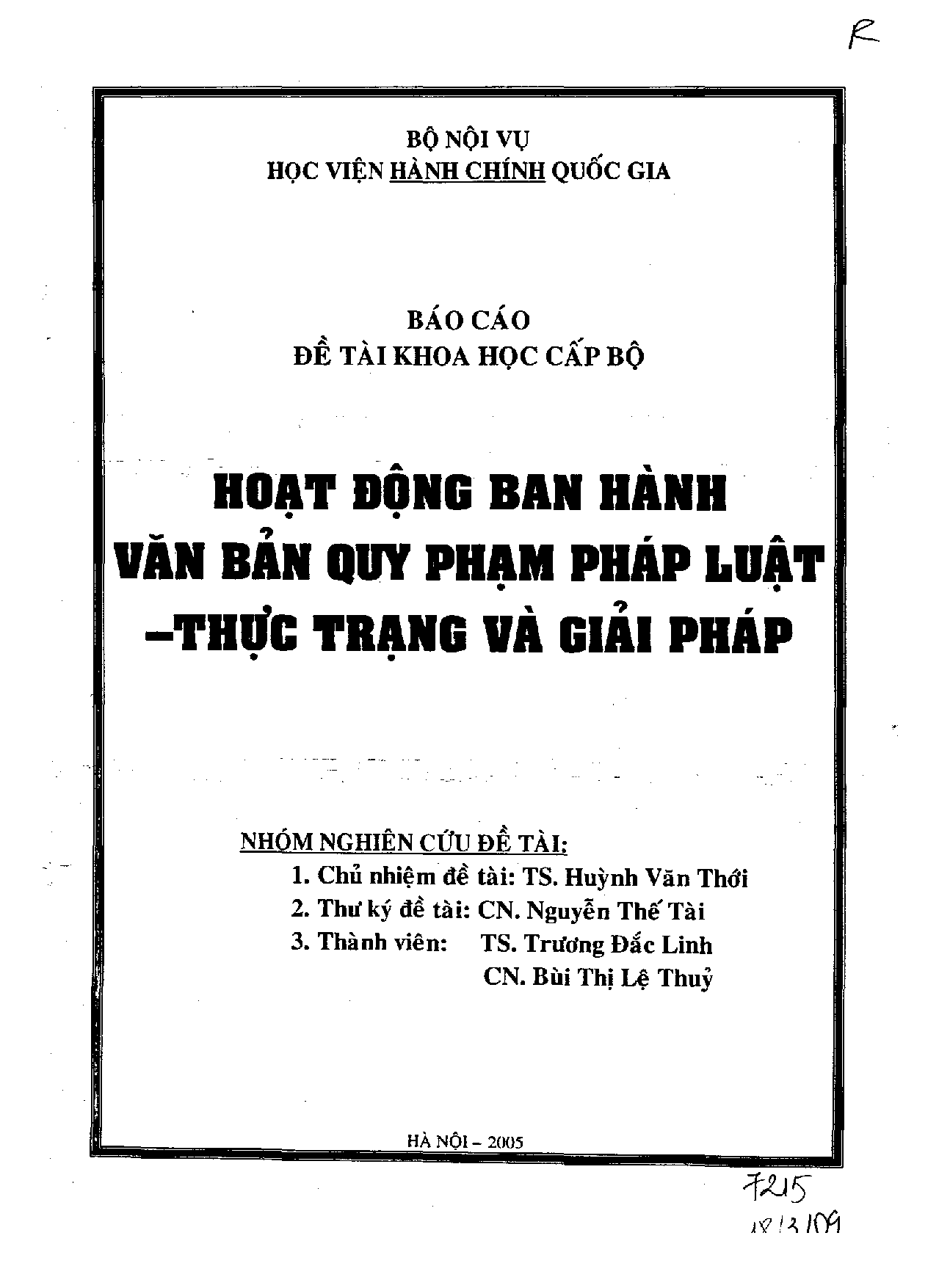 Hoạt động ban hành văn bản quy phạm pháp luật - thực trạng và giải pháp  