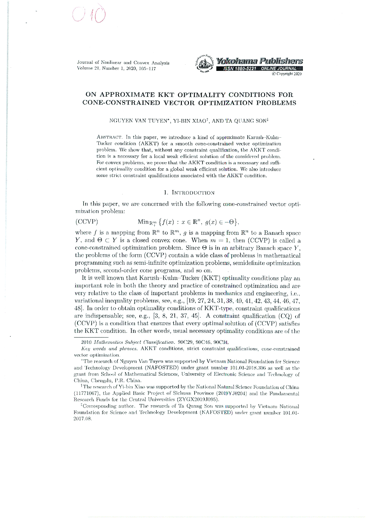 On Approximate KKT optimality conditions for cone-constrained vector optimization problems Vol.21 