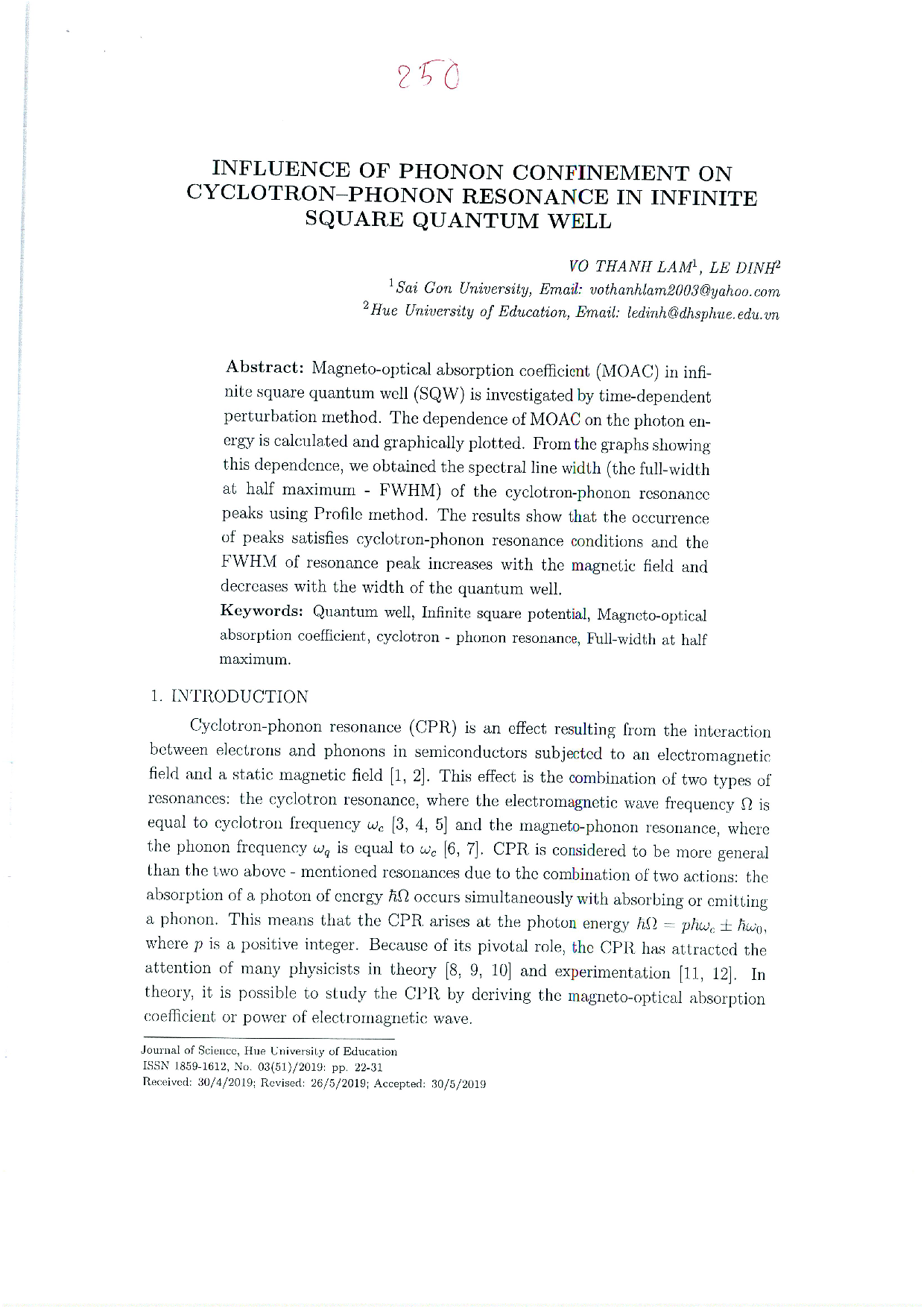 Influence of Phonon confinement on Cyclotron-phonon resonance in infinite square quantum well  