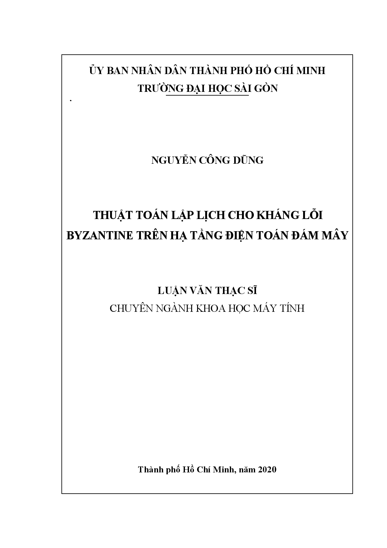 Thuật toán lập lịch cho kháng lỗi Byzantine trên hạ tầng điện toán đám mây  